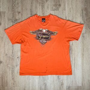 Vintage Harley Davidson Genuine Motorcycles Fresno California Orange T-Shirt XXL